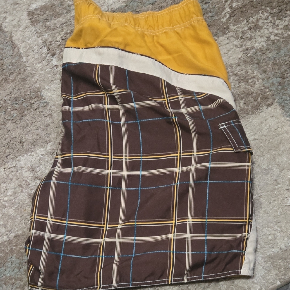Yellow and Brown Plaid Women's Skirt